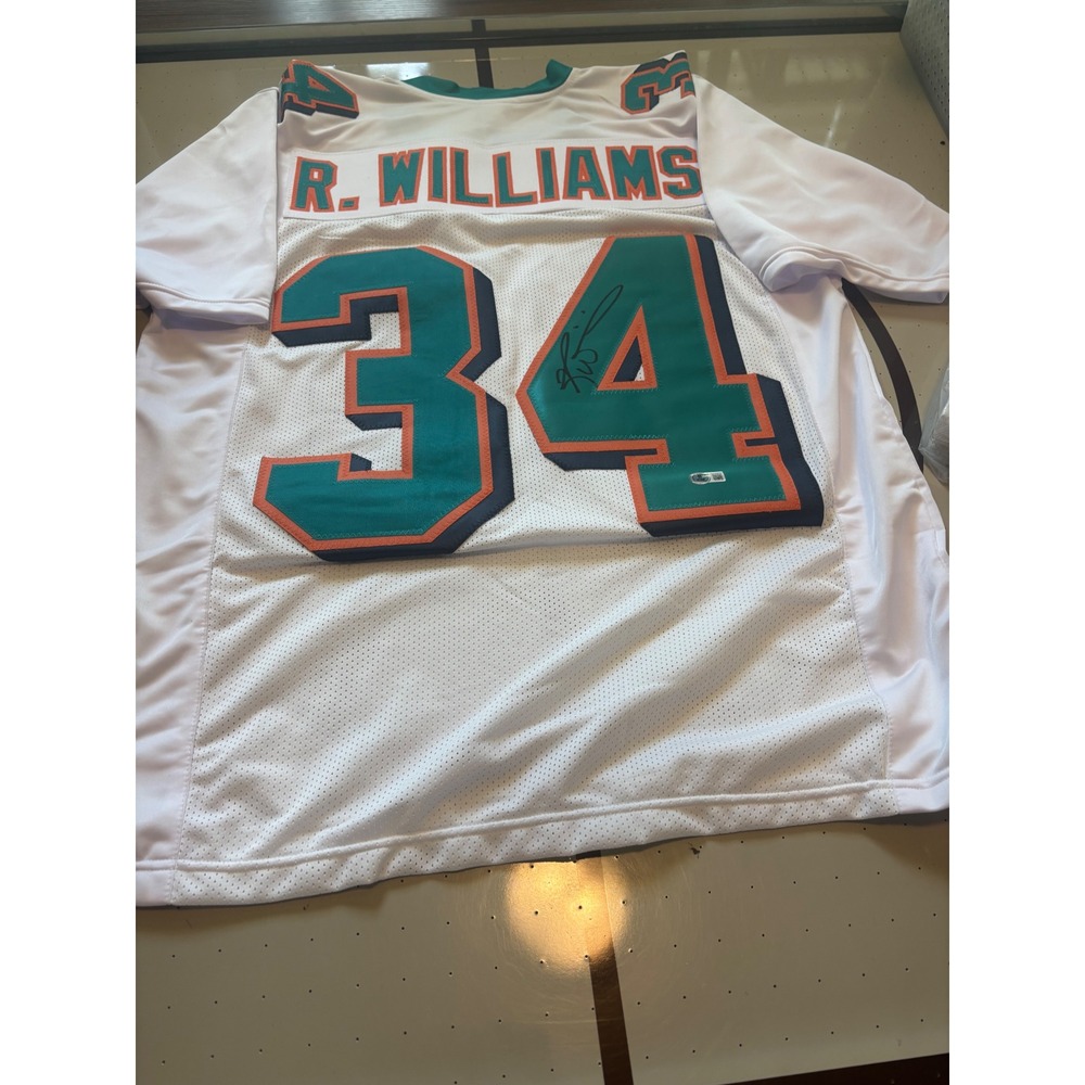 Ricky Williams Signed Miami Dolphins Jersey Beckett Witness Auth White XL #34